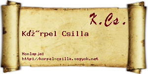 Körpel Csilla névjegykártya